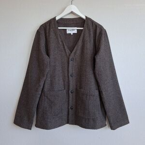 Corridor Houndstooth Cardigan Jacket In Brown Wool Blend